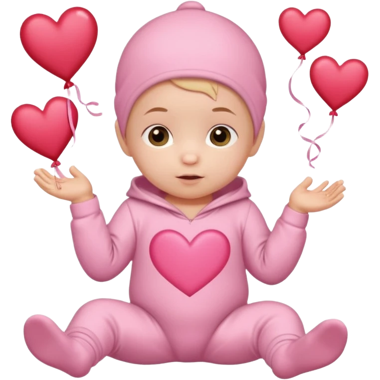 baby on a paper background with valentines day decor emoji
