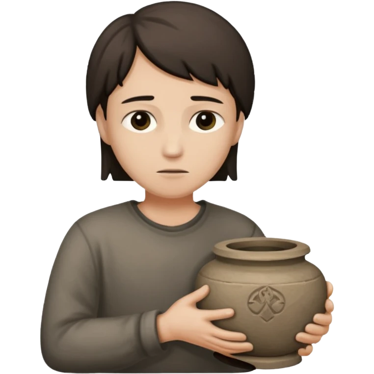 sad face holding urn  emoji
