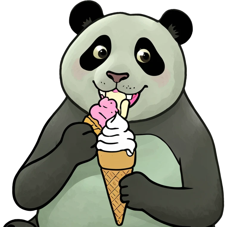 Panda eating ice cream emoji