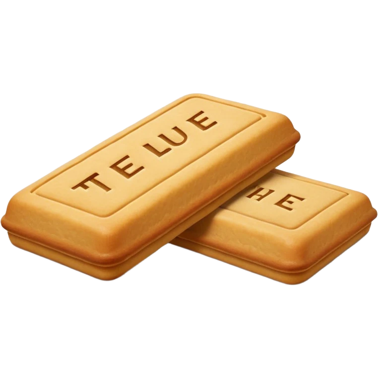 two or three rectangular golden-brown biscuits with fine ridged edges and a delicate imprint reading 'Thé LU' in the center, smooth dry slightly raised surface, classic French tea-time look, soft lighting, subtle shadows, emoji scale emoji