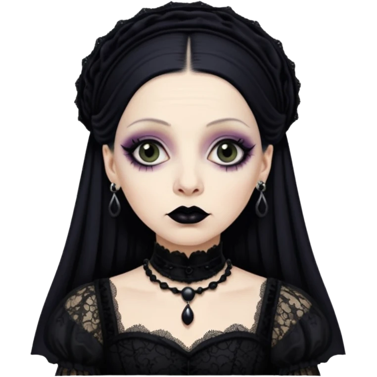 Lene Lovich like a gothic bride in dirty lace emoji