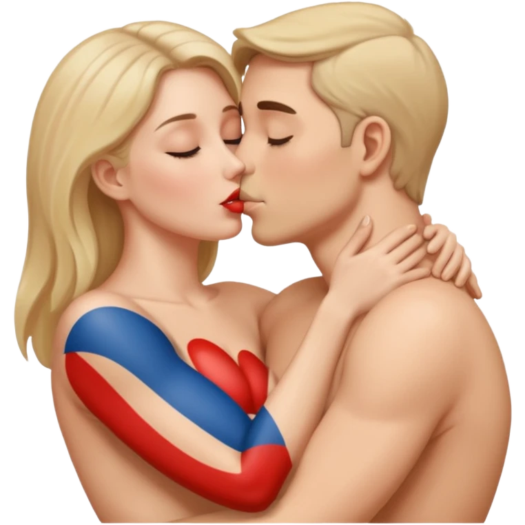 White woman kissing white man naked  emoji