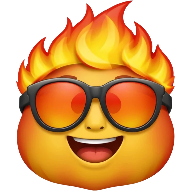 Make a fire emoji with sunglasses emoji
