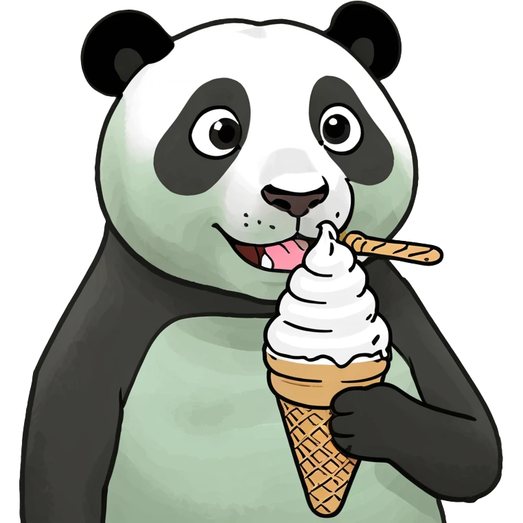 Panda eating ice cream emoji