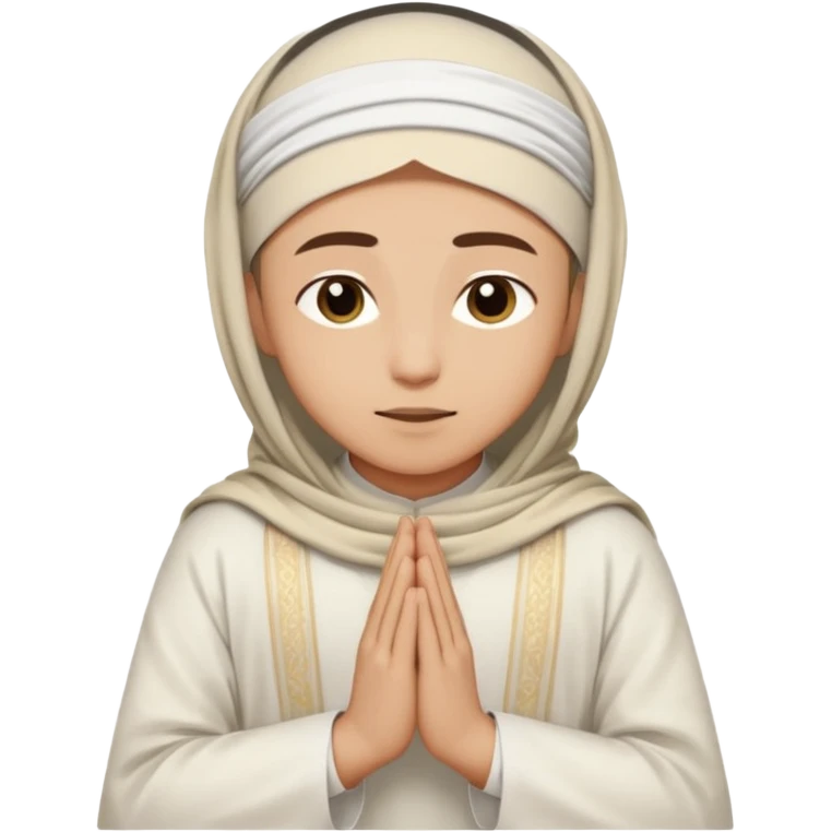 muslim prayer in sujood wearing white islamic garment emoji