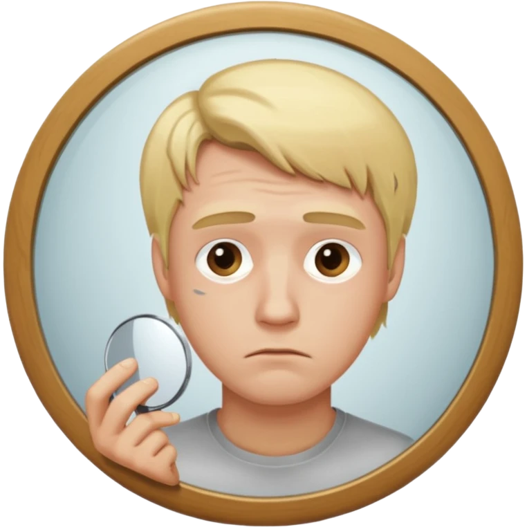 mirror selfie sad men blond hairs emoji