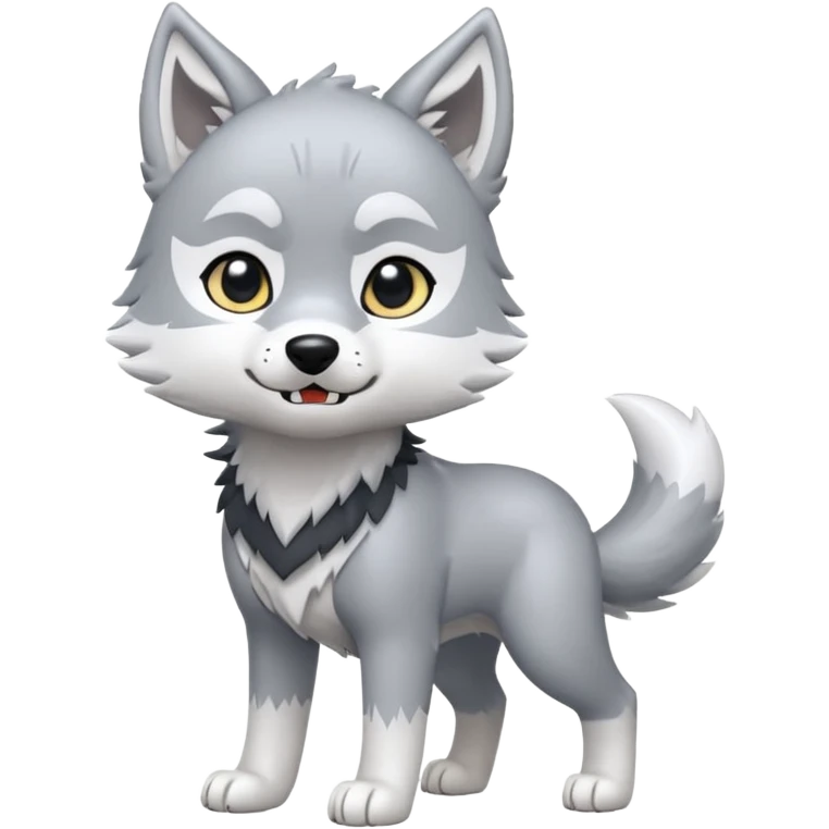 Toony Chibi Ginga Nagareboshi Gin/Silver Fang the wolf (full body) (feral) (4 legs) (canine) emoji