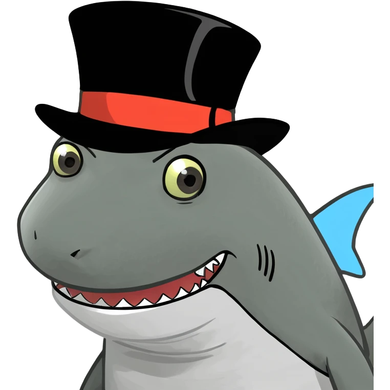 Shark with a top hat emoji