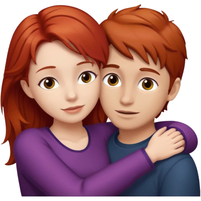 Red haired girl with brown hair boy romance emoji