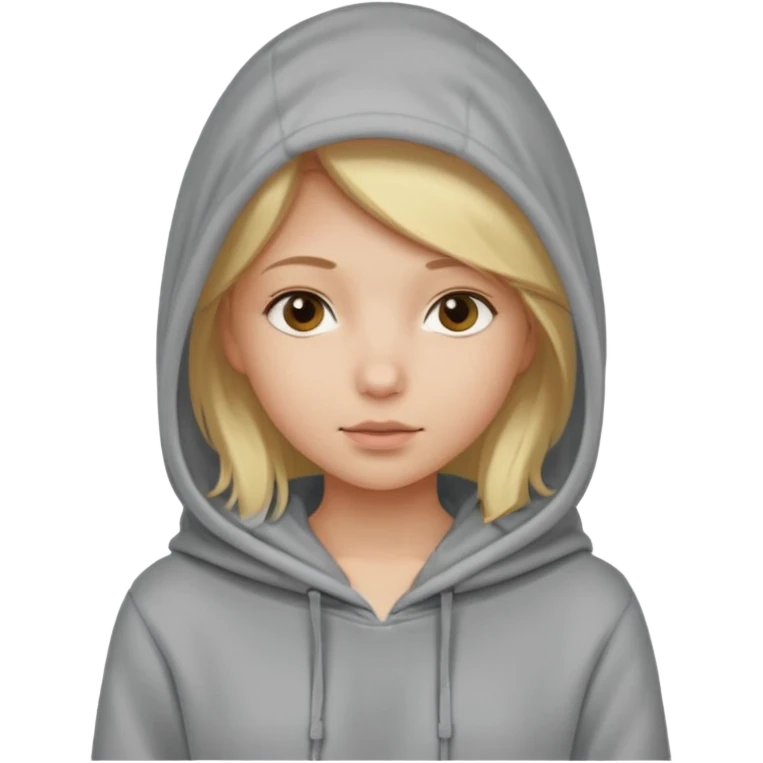 blonde girl with her head covered in a sweatshirt and hood emoji