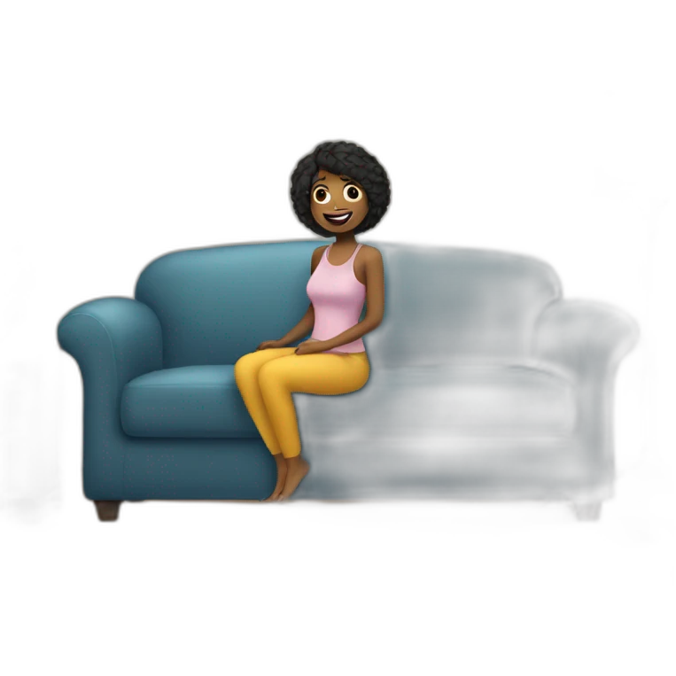 Want emoji in rida sitting on sofa emoji
