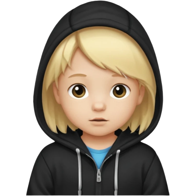 baby with blonde hair and black hoodie emoji