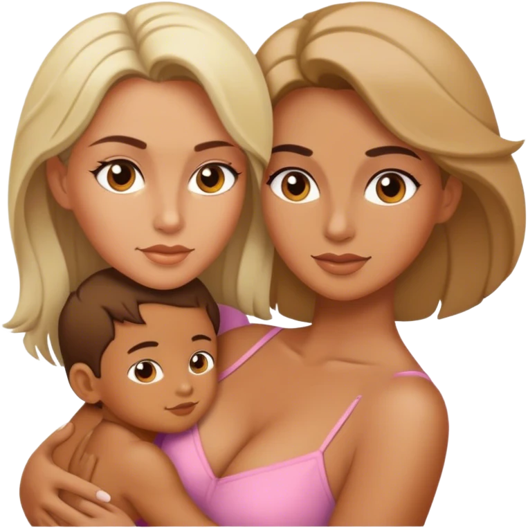 Sexy mother with 2 kids - boy and girl emoji