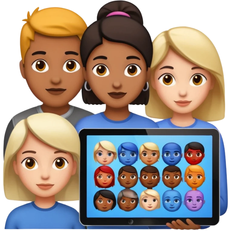 designers using a big touchscreen display emoji