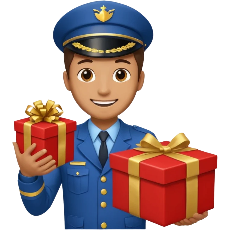 man courier holding gift box emoji