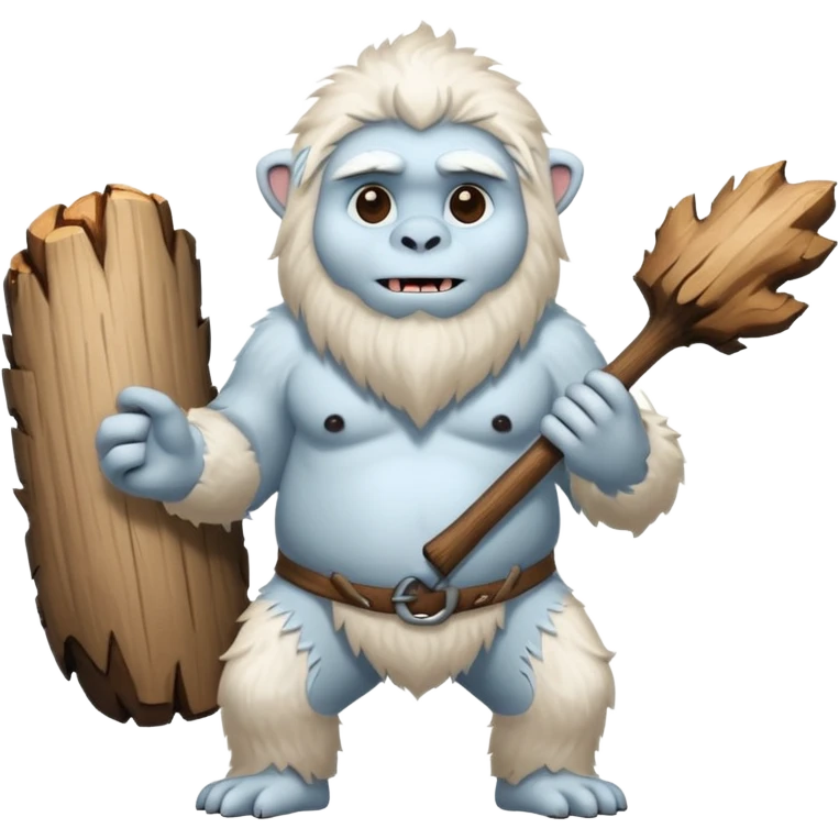 yeti, carrying a big wood emoji
