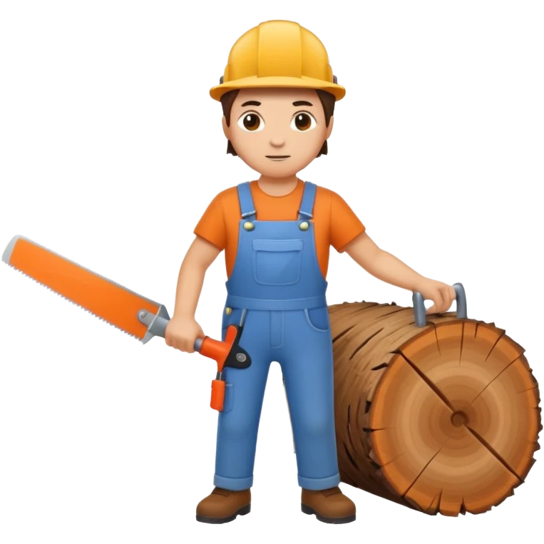 человек пилит бревно emoji