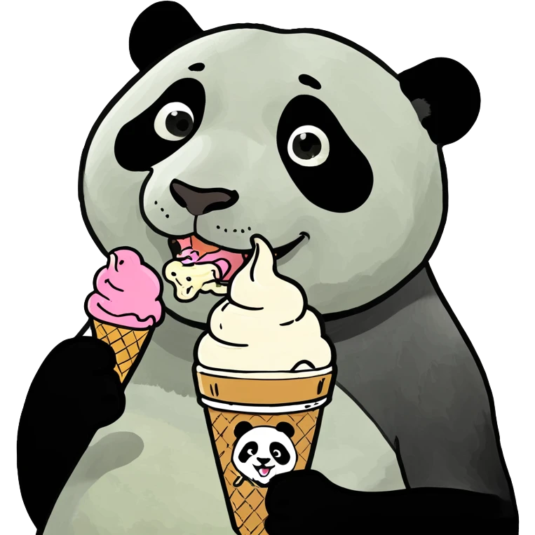 Panda eating ice cream emoji