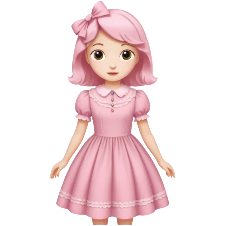 Cottagecore style ultra cute vintage material pink dress emoji