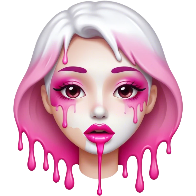 pink ombre lip bite with dripping white paint  emoji
