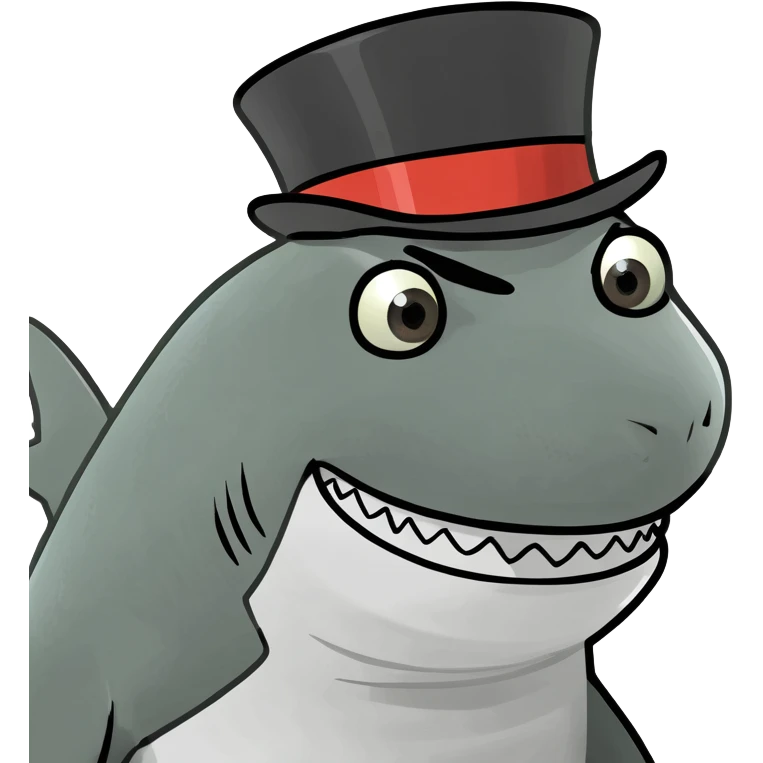 Shark with a top hat emoji