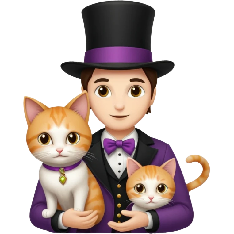 magician couple and their pet cat emoji