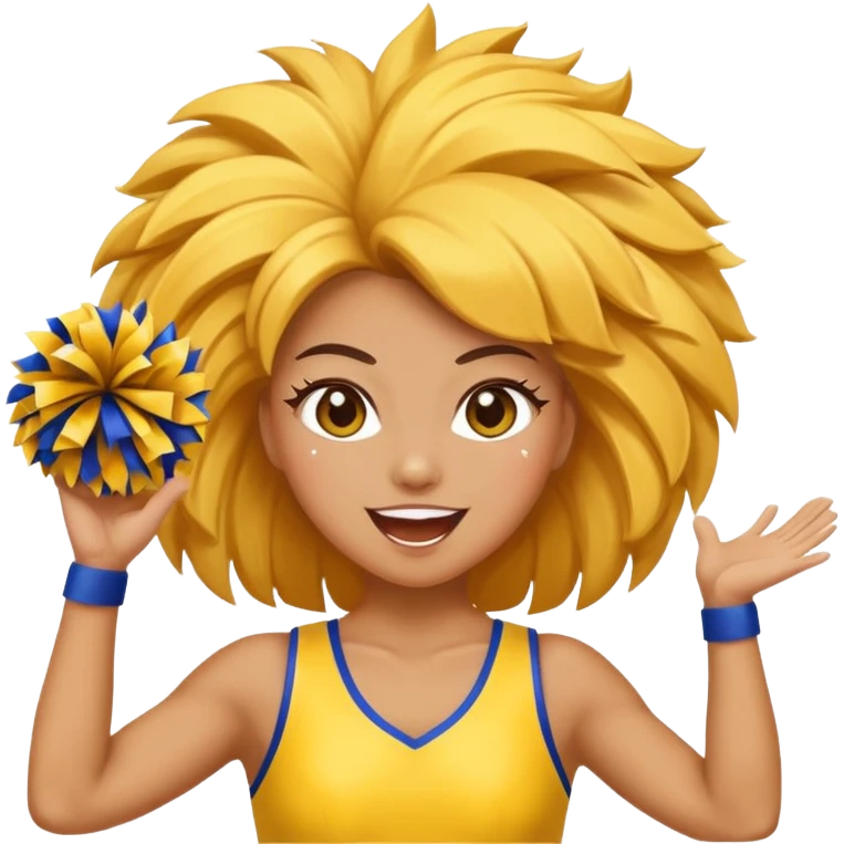 football cheerleader, big cheering pom, yellow and twinkle emoji