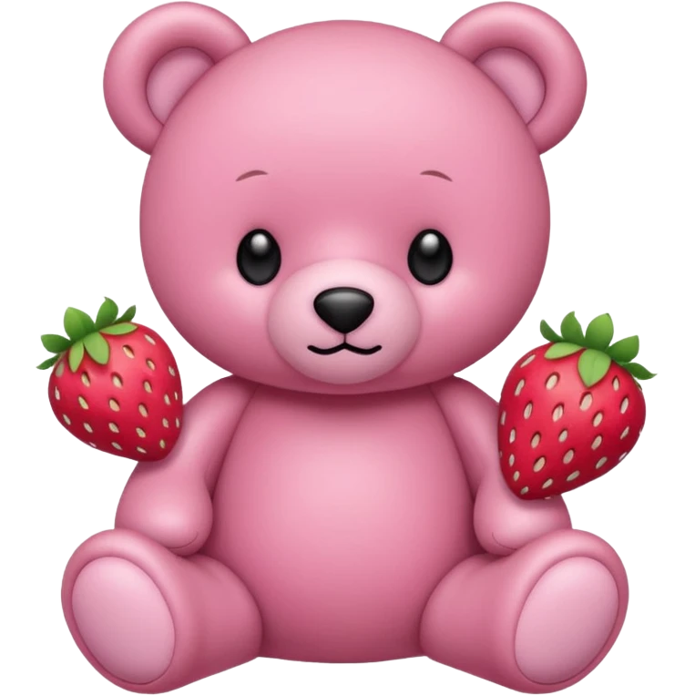 Pink teddy bear with strawberries pattern on it emoji