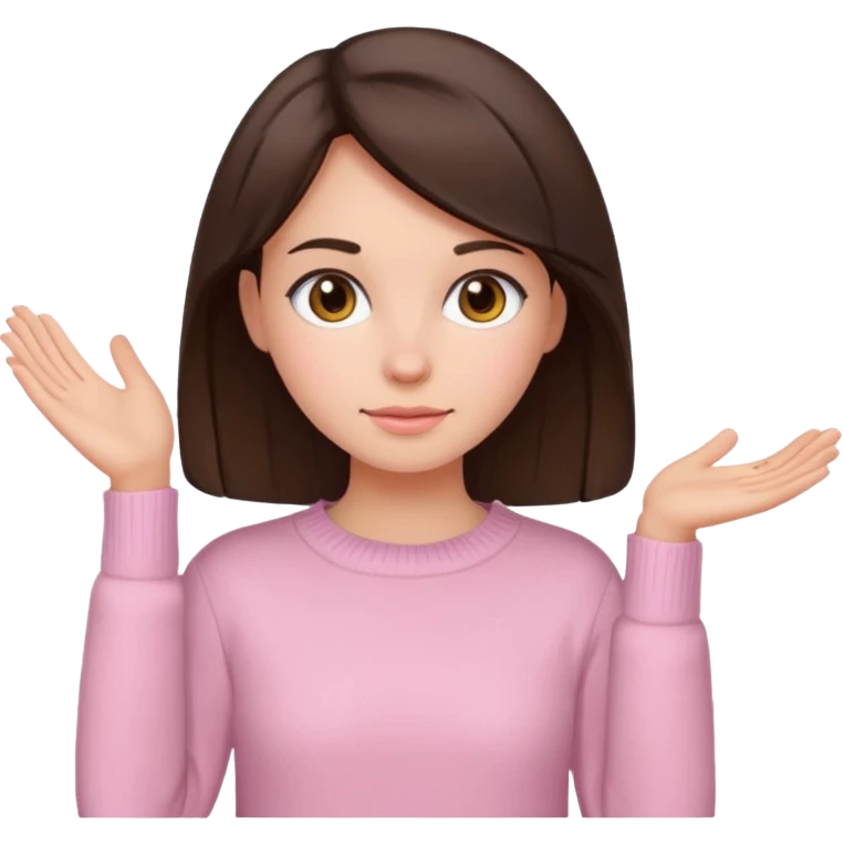 brunette girl with light pink sweater emoji