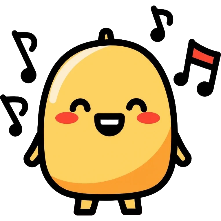 Tralaleritos, a playful character with musical notes emoji