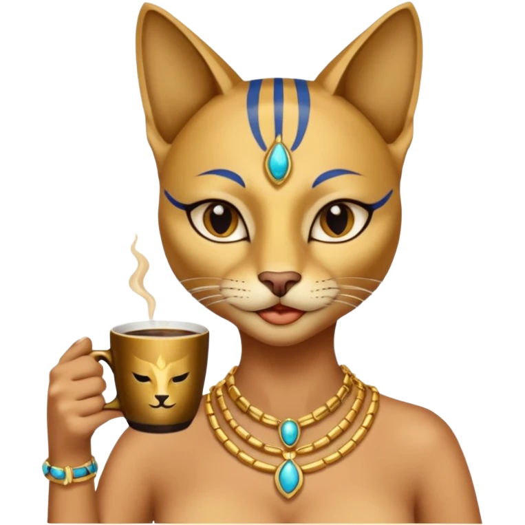 Bastet god drink coffee emoji
