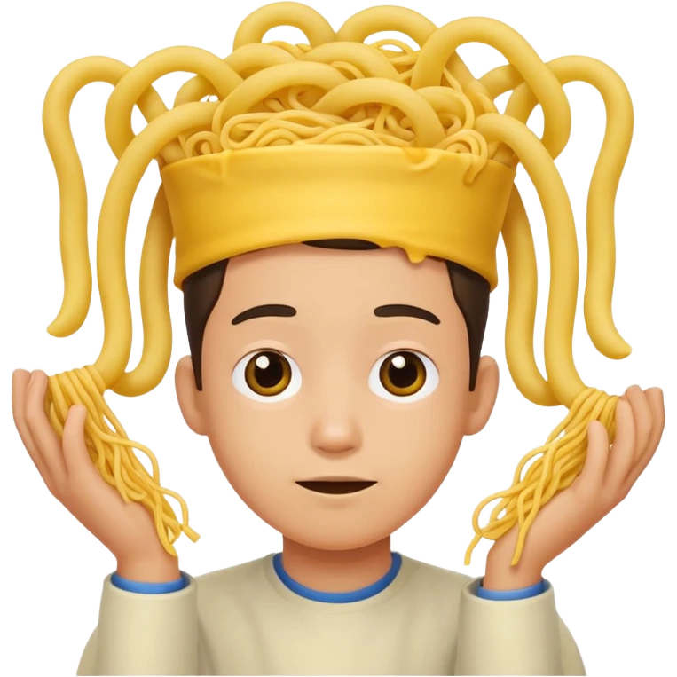 лапша висит на ушах человека emoji