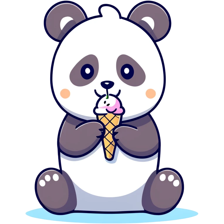 Panda eating ice cream emoji