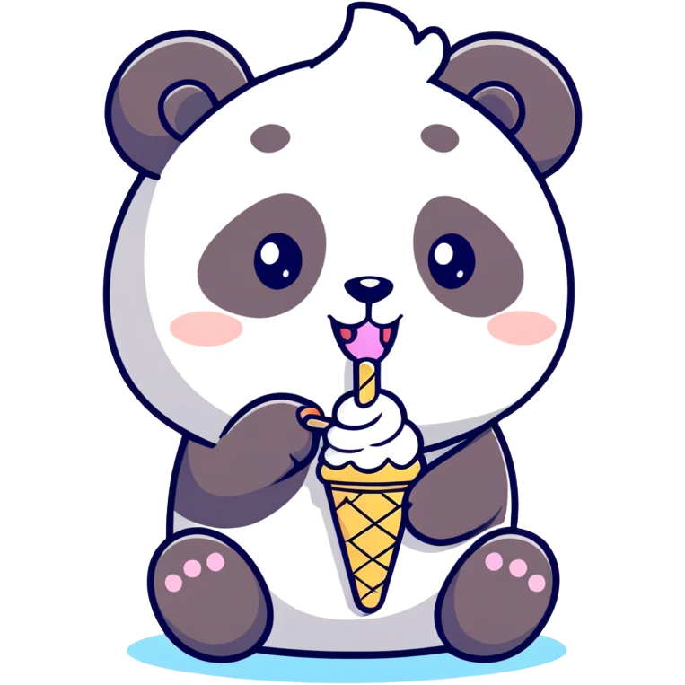 Panda eating ice cream emoji
