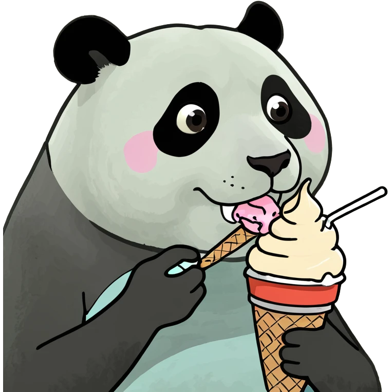 Panda eating ice cream emoji