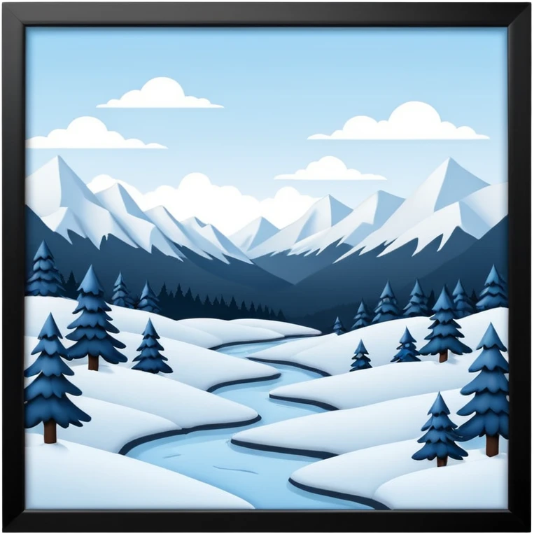 An Alaskan snowy winter back drop to be used in the style of "duck hunt" the bottom 30% needs to contain landscape and the top 70% needs to be blank space. More graphic detail in a 3D style. emoji
