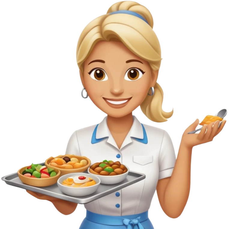 Waitress with tray of food emoji