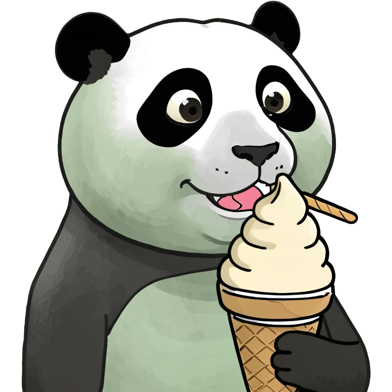 Panda eating ice cream emoji