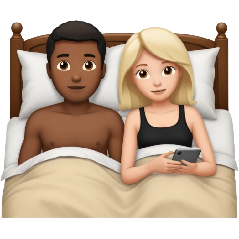 black male white female in bed emoji