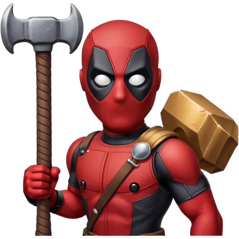 Deadpool holding thors hammer emoji