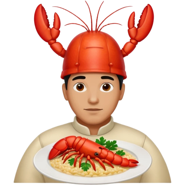 man with a lobster risotto on their head emoji