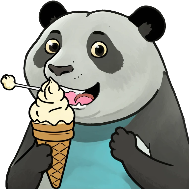 Panda eating ice cream emoji