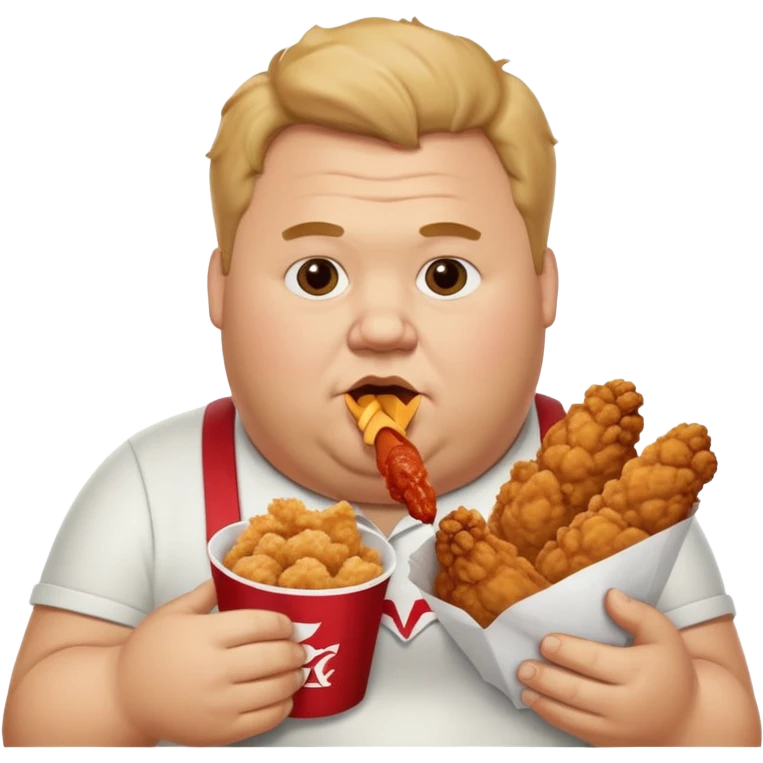 A fat guy eating kfc fried chicken  emoji