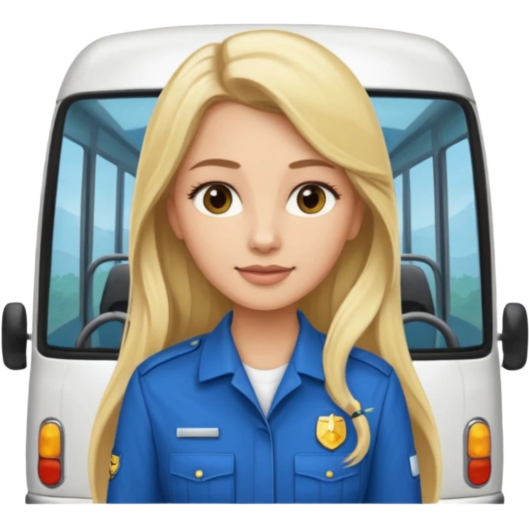 blonde long haired  woman minibus driver emoji