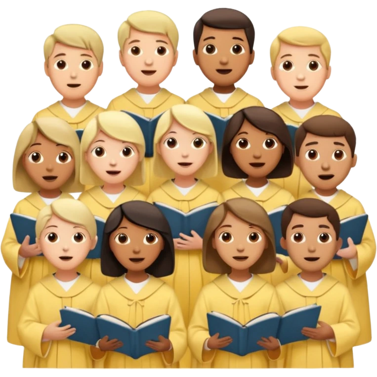 a choir singing together all in pastel yellow colored robes  emoji