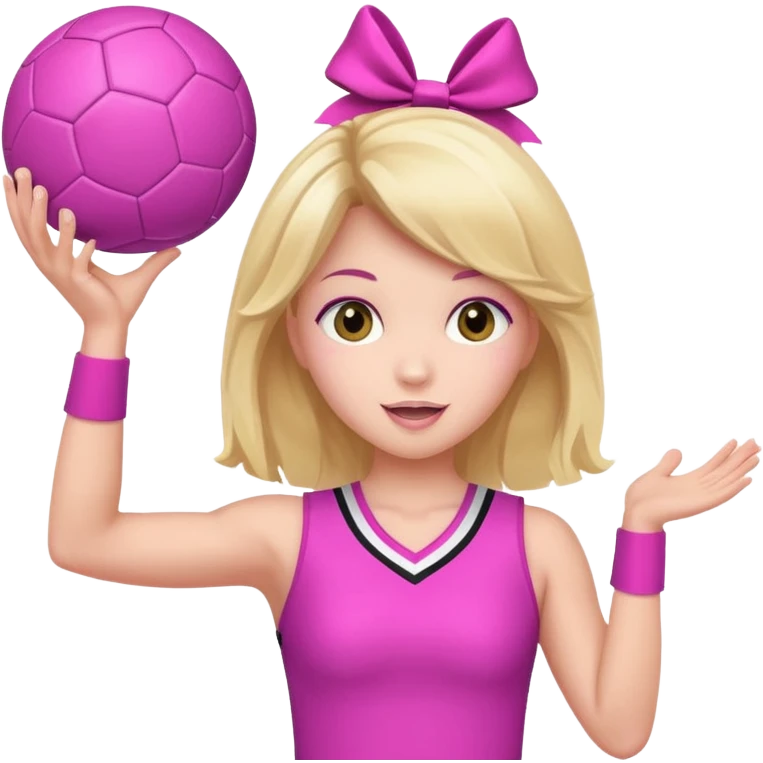 football cheerleader, holding a cheering ball, pink and twinkle emoji