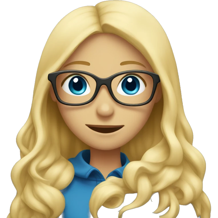 Blonde girl with blue eyes being hugged by blonde bug with beard and glasses emoji