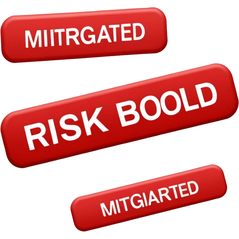 Red stamped text in a rectangle saying in all caps RISK: MITIGATED emoji