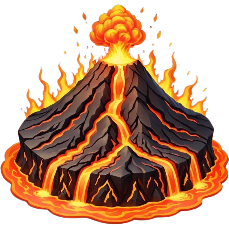 Volcano Planet – lava rivers and erupting peaks emoji | AI Emoji Generator