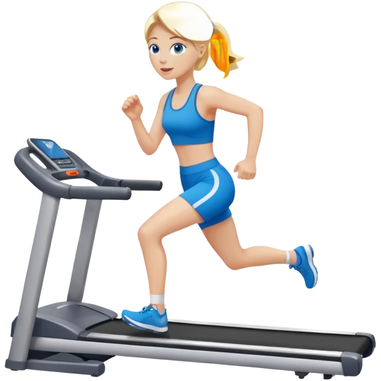 Une femme blonde yeux bleus qui cours sur un tapis de course emoji | AI ...